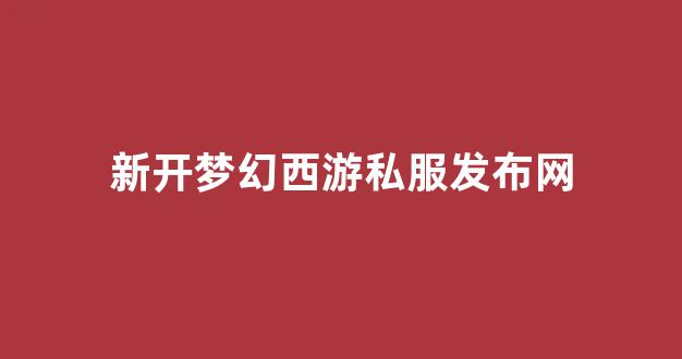 梦幻西游私服新开